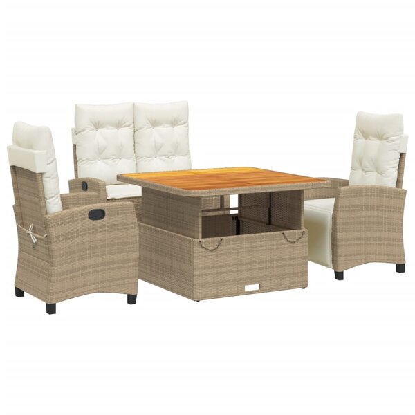 vidaXL Ensemble à manger de jardin coussins 4 Pièces beige résine tressée