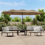 vidaXL Parasol à double tête taupe 449x245 cm