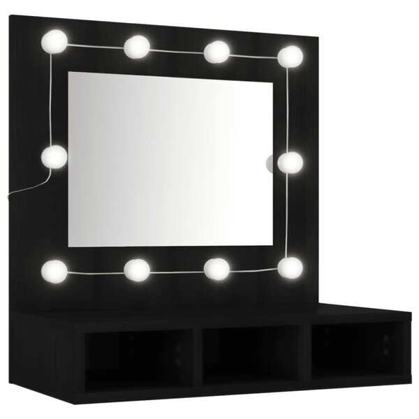 vidaXL Armoire à miroir avec LED noir 60x31 5x62 cm