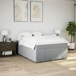vidaXL Sommier à lattes de lit avec matelas Gris clair 140x200cm Tissu