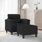 vidaXL Fauteuil avec repose-pied Noir 60 cm Tissu microfibre