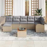 vidaXL Ensemble de canapé de jardin 8 Pièces Beige Poly rotin