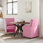 vidaXL Chaises de Salle à Manger avec Roues 2 Pièces Rose 57 x 67 x 95 cm