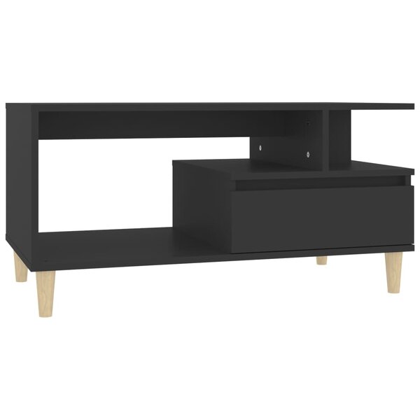 vidaXL Table basse Noir 90x49x45 cm Bois d'ingénierie