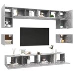 vidaXL Ensemble de meubles TV 8 Pièces Gris béton Bois d'ingénierie