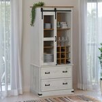 vidaXL Armoire à vin HALDEN casiers à vin porte coulissante blanc pin