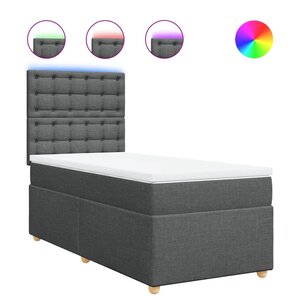 vidaXL Sommier à lattes de lit avec matelas Gris foncé 90x200 cm Tissu