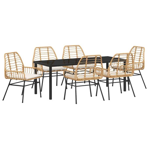 vidaXL Ensemble de salle à manger pour jardin 7 pc Marron polyrotin