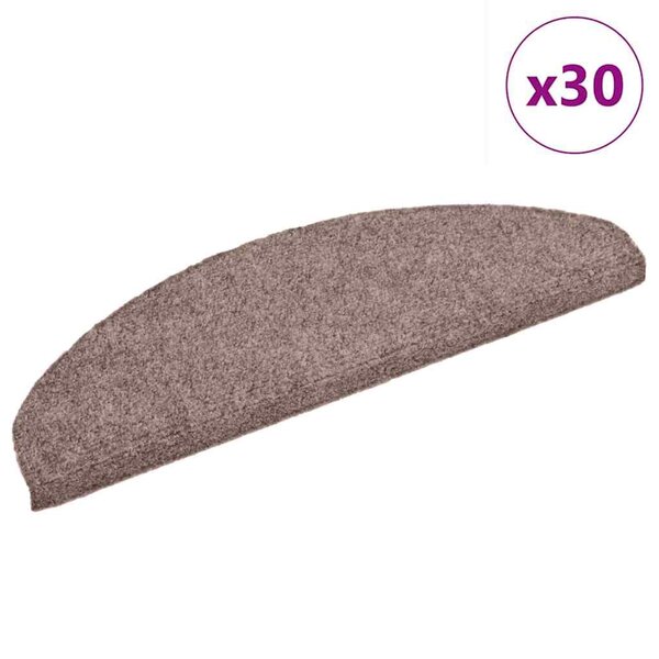 vidaXL Tapis d'escalier auto-adhésifs 30 pièces 65 x 21 x 4 cm Crème Demi-rond Grand