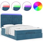 vidaXL Cadre de lit ottoman avec matelas bleu foncé 140x200 cm velours