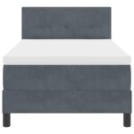 Lit Box Spring avec Matelas gris foncé 100x200 cm en Velours
