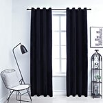 vidaXL Rideaux occultants avec anneaux 2 Pièces Velours Noir 140x175 cm