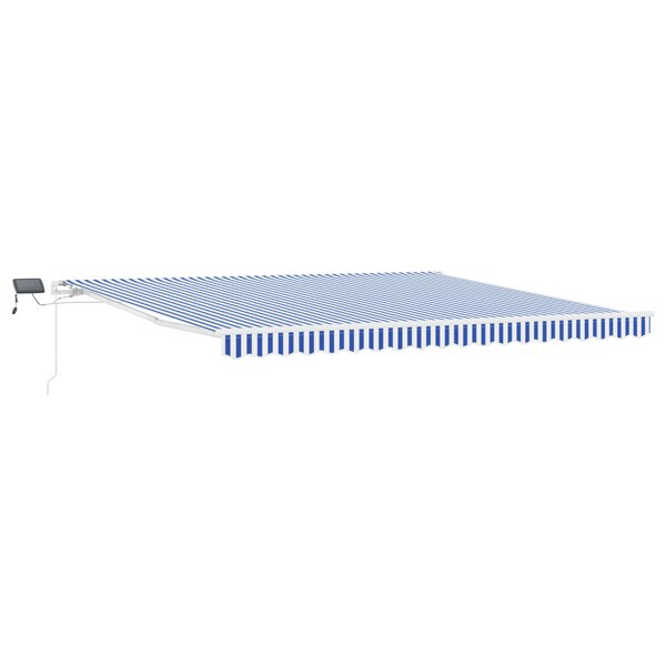 vidaXL Auvent Rétractable with Bleu et blanc 5 x 3 m Tissu et métal