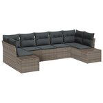vidaXL Ensemble de canapé de jardin avec coussin 7 Pièces Gris Poly rotin