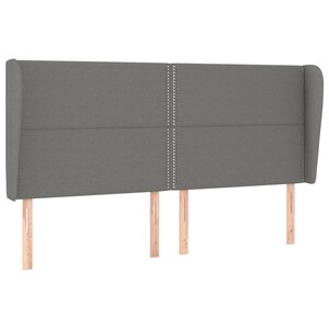 vidaXL Tête de lit avec oreilles Gris foncé 183x23x118/128 cm Tissu