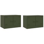 vidaXL Meubles TV 2 Pièces vert olive 67x39x44 cm acier