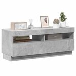 vidaXL Meuble TV avec lumières LED gris béton 100x35x40 cm