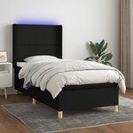 vidaXL Sommier à lattes de lit matelas et LED Noir 100x200 cm Tissu