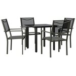 vidaXL Ensemble à manger de jardin 5 Pièces noir textilène et acier