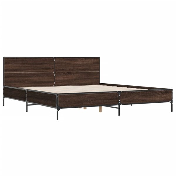 vidaXL Cadre de lit chêne marron 200x200 cm bois d'ingénierie et métal