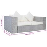 vidaXL Canapé à 2 places avec coussins Gris Rotin naturel