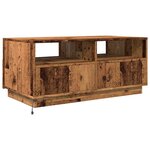 vidaXL Table basse avec lumières LED vieux bois 90x49x40 cm