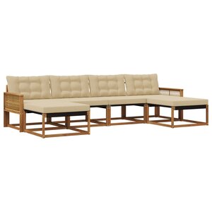 vidaXL Ensemble de canapés d'extérieur 6 pc Naturel et Beige