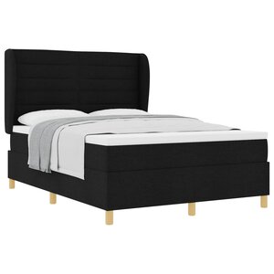 vidaXL Lit à ressorts avec matelas Noir 190 x 140 cm tissu