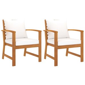 vidaXL Chaises de jardin lot de 2 et coussin crème Bois acacia massif