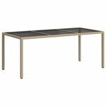 vidaXL Table de jardin Beige 190x90x75 cm Verre trempé/résine tressée