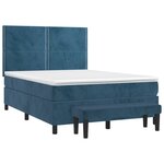 vidaXL Sommier à lattes de lit et matelas Bleu foncé 140x190cm Velours
