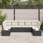 vidaXL Ensemble de canapé de jardin 7 Pièces Noir et crème Poly rotin