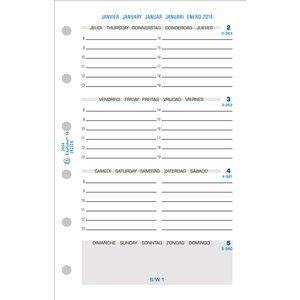 Recharge Exatime 14 semainier millésimé 2 pages par semaine 16 mois 126x81 mm EXACOMPTA