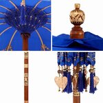 vidaXL Parasol balinais Bleu (90-100) x 260 cm Coton et bois massif
