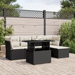 vidaXL Salon de jardin 6 Pièces avec coussins noir résine tressée