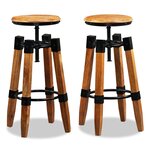 vidaXL Tabourets de bar lot de 2 bois de manguier massif