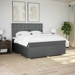vidaXL Sommier à lattes de lit avec matelas Gris foncé 180x200cm Tissu