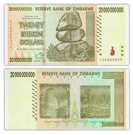 Billet de Collection 20000000000 dollars 2008 Zimbabwe - Neuf - P86 - 20 billion