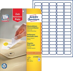 Boite de 800 (10 feuilles) etiquettes multi-usage 35,6 x 16,9 mm enlevable blanc avery zweckform