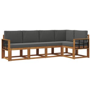 vidaXL Ensemble de canapés d'extérieur 5 pc Naturel et Anthracite