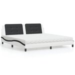 vidaXL Lit avec matelas blanc et noir 200x200 cm similicuir