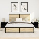 Meubles de chevet vidaXL avec lumières LED 2 Pièces Chêne noir 50x40x45 cm