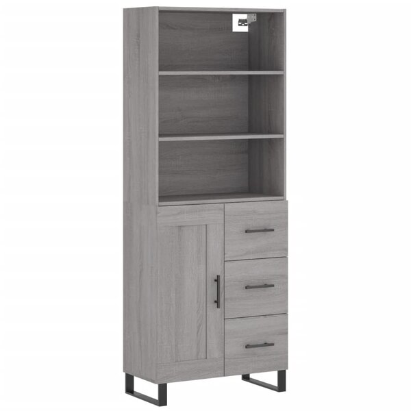 vidaXL Buffet haut Sonoma gris 69 5x34x180 cm Bois d'ingénierie