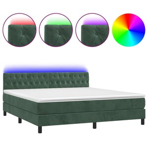 vidaXL Sommier à lattes de lit avec matelas LED Vert foncé 160x200 cm