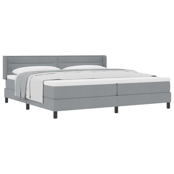 vidaXL Lit à ressorts avec matelas Gris clair 200 x 200 cm Polyester