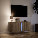 vidaXL Meuble TV mural avec lumières LED chêne sonoma 80x31x35 cm