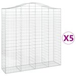 vidaXL Paniers à gabions arqués 5 Pièces 200x50x200/220 cm Fer galvanisé