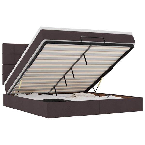 VidaXL Cadre de lit ottoman avec matelas marron foncé 160x200 cm tissu