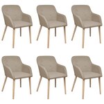 vidaXL Chaises à manger lot de 6 beige tissu et chêne massif