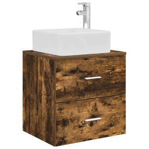 vidaXL Vanité de lavabo mural Chêne fumé 53 x 34 5 x 63 cm
